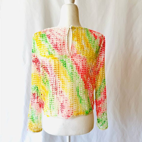 Tropicália Reworked Hand-Painted Mesh Top – Size Small - Picture 4 of 4